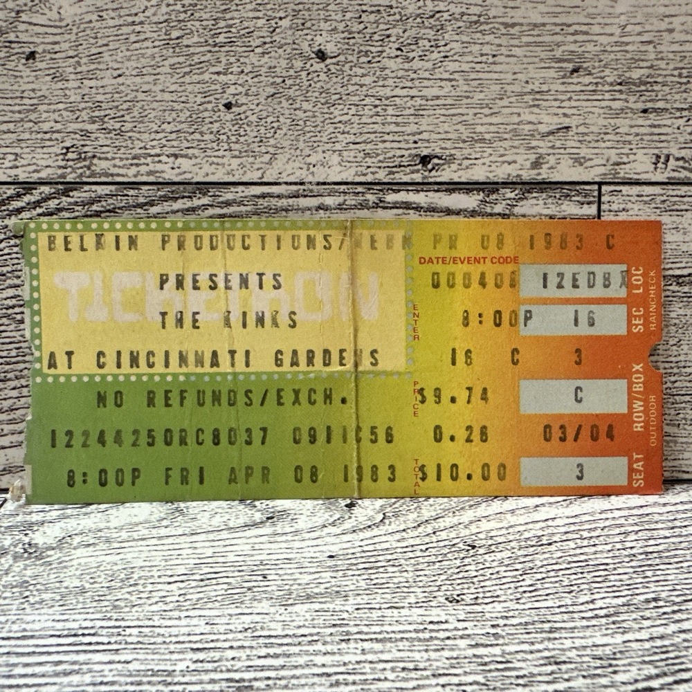 The Kinks Concert Ticket Stub April 8, 1983‎ Cincinnati Gardens